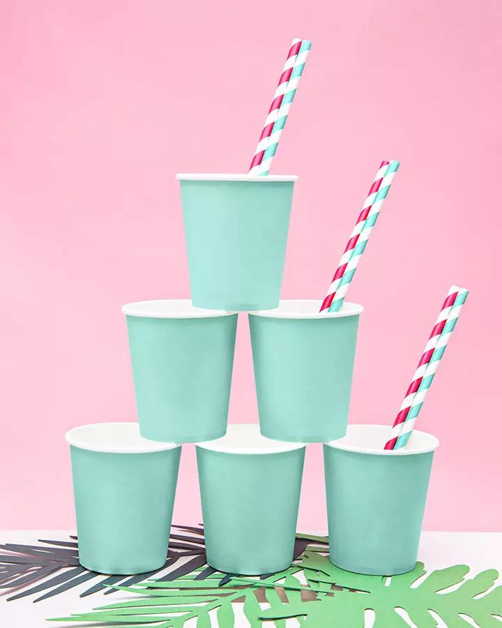 Papierové slamky - ružové (10ks) 1/4