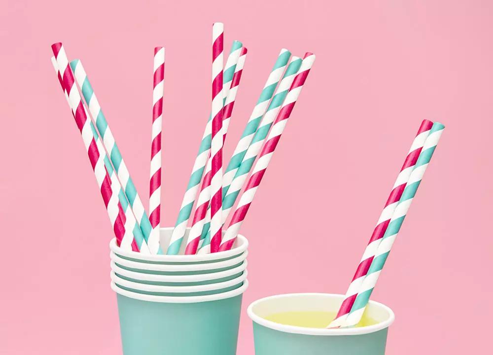 Papierové slamky - ružové (10ks) 3/4