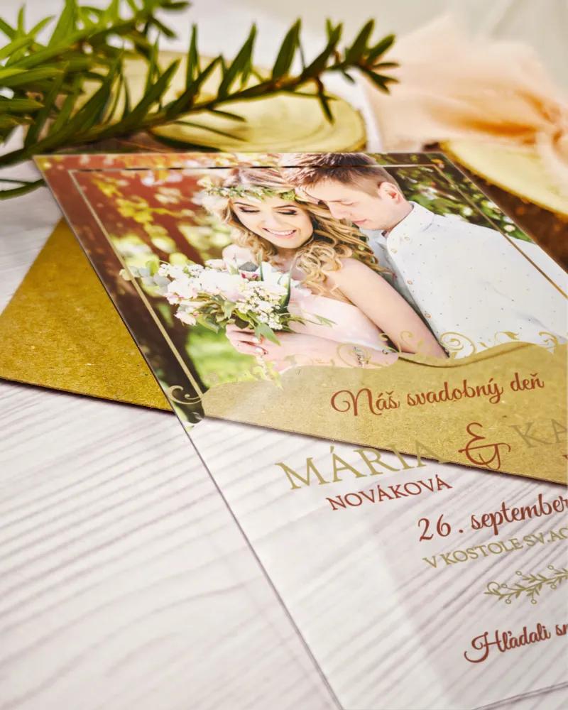 Transparentné svadobné oznámenie s fotografiou 02 1/2