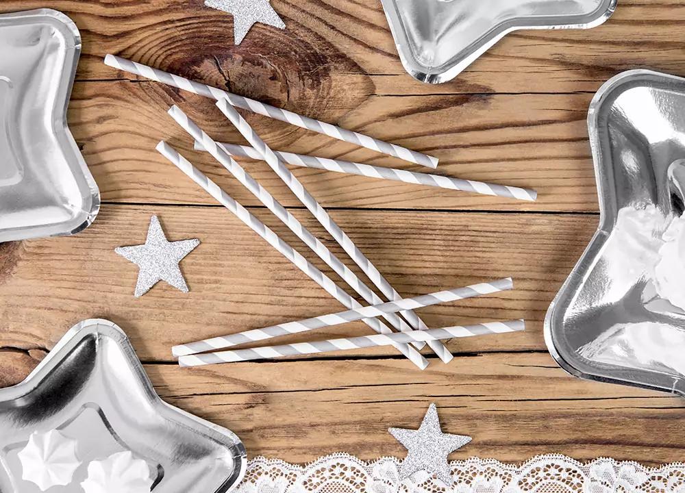 Papierové slamky - strieborné (10ks) 2/4