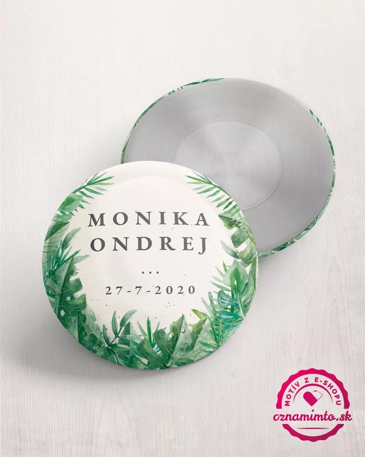 Svadobné magnetky / odznaky - motív Greenery 1/2