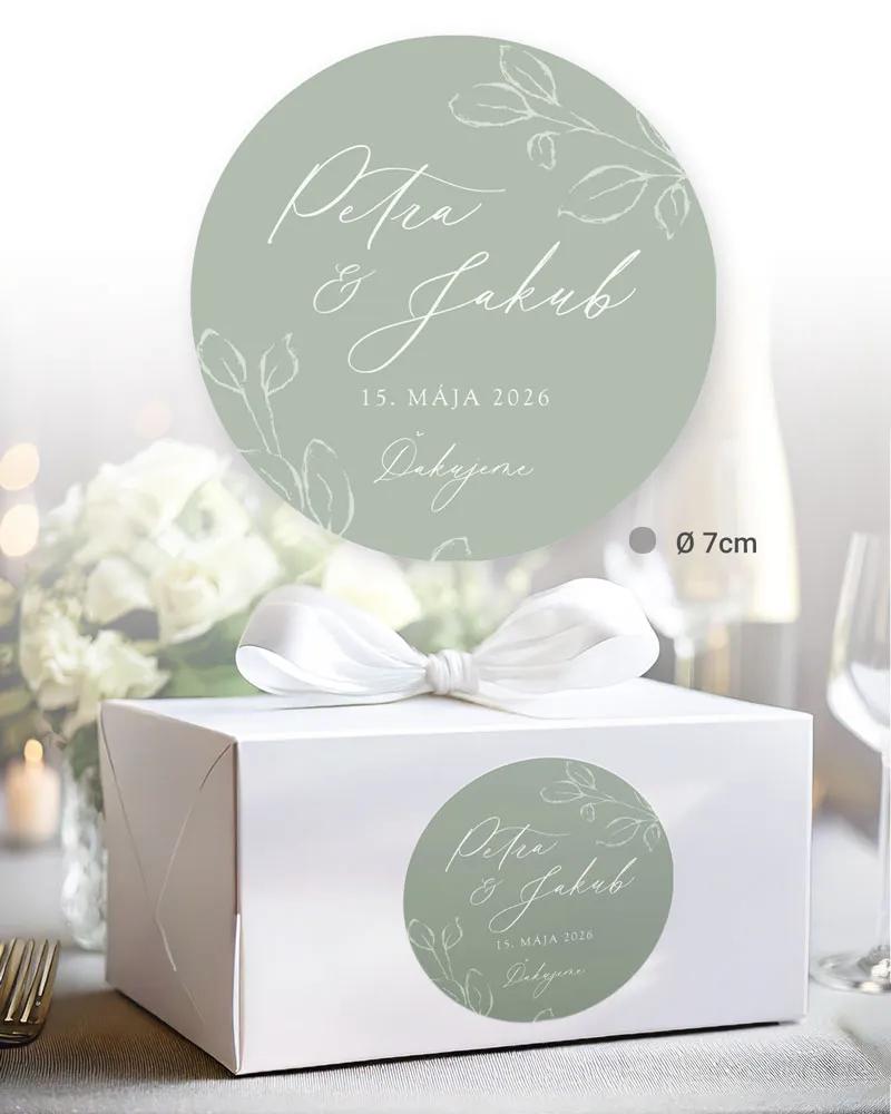 Nálepky na výslužky Listy lásky (sage) 2/3