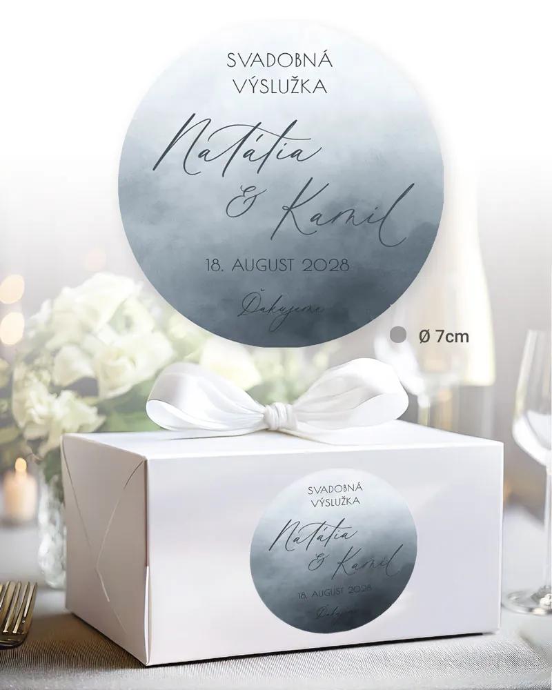 Nálepky na výslužky Akvarelová láska (sivomodrá) 2/3