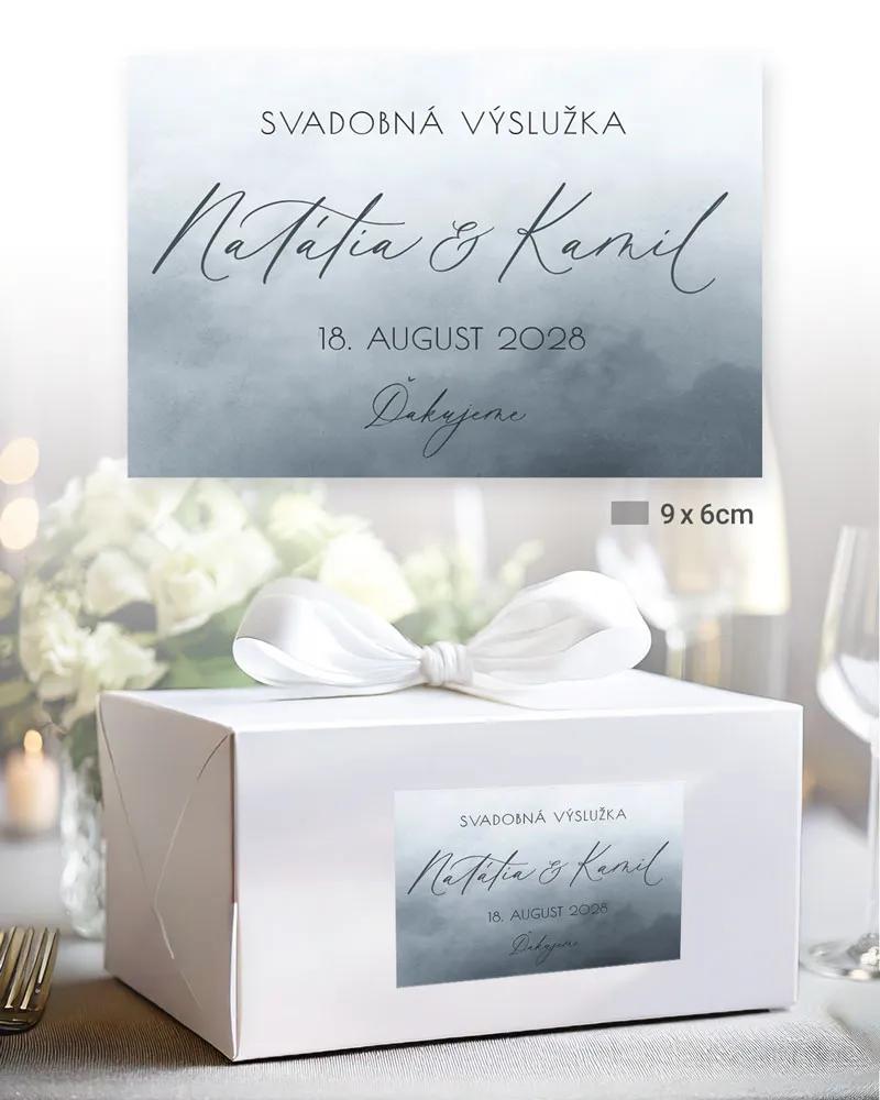 Nálepky na výslužky Akvarelová láska (sivomodrá) 1/3