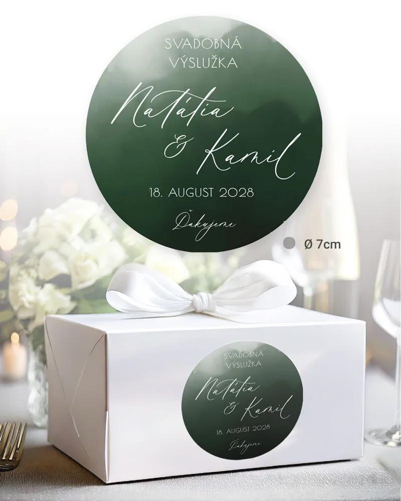 Nálepky na výslužky Akvarelová láska (tmavá zelená) 2/3