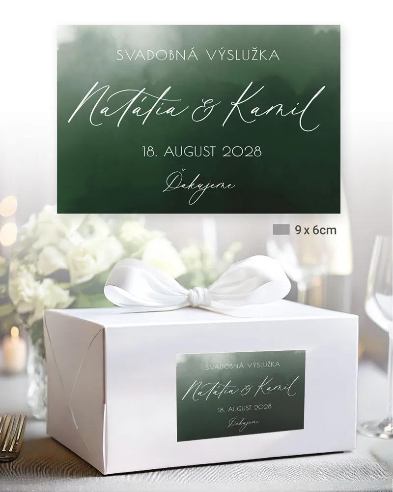 Nálepky na výslužky Akvarelová láska (tmavá zelená) 1/3