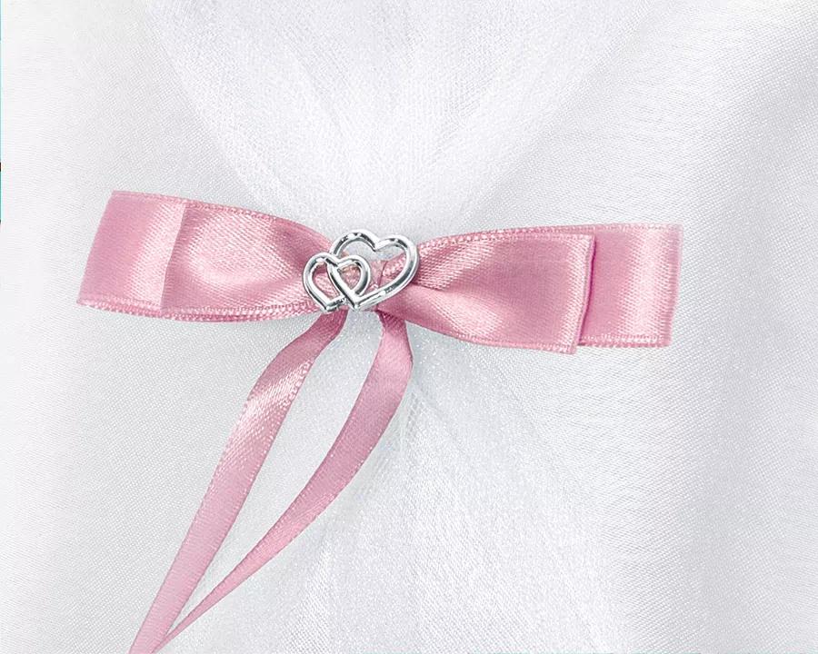 Vankúšik na obrúčky s ružovou mašličkou 1/2