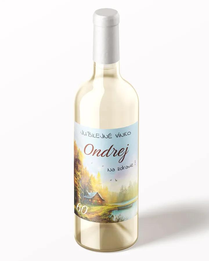 Etikety na víno / pálenku motív Lesná chata 2/3