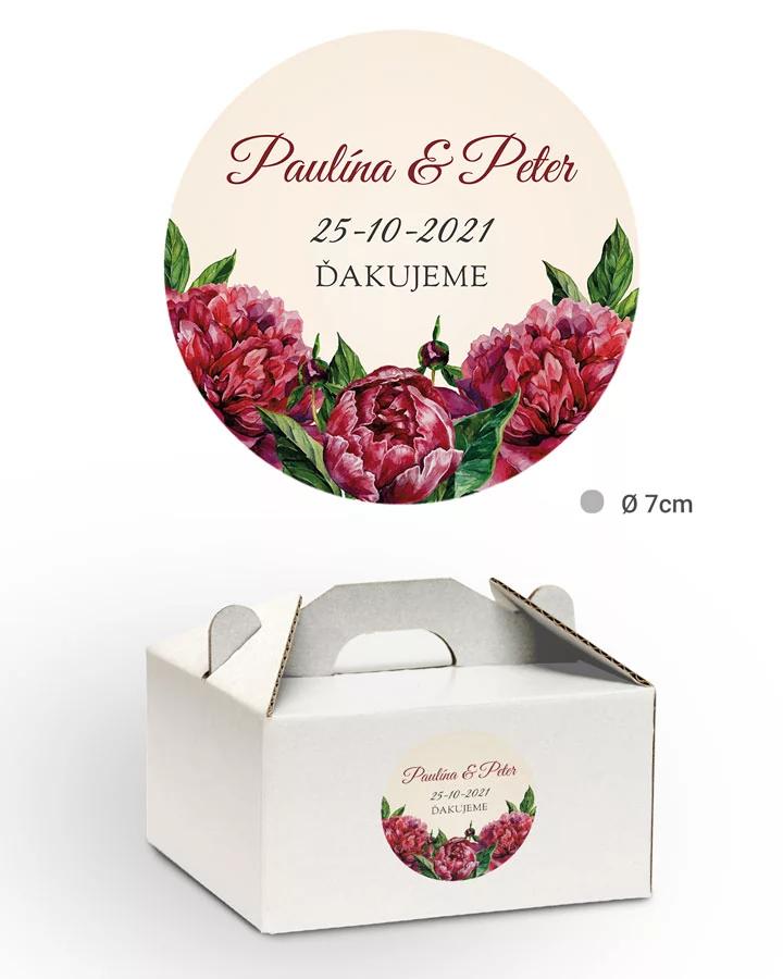 Nálepky na výslužky s motívom pivoniek 2/3