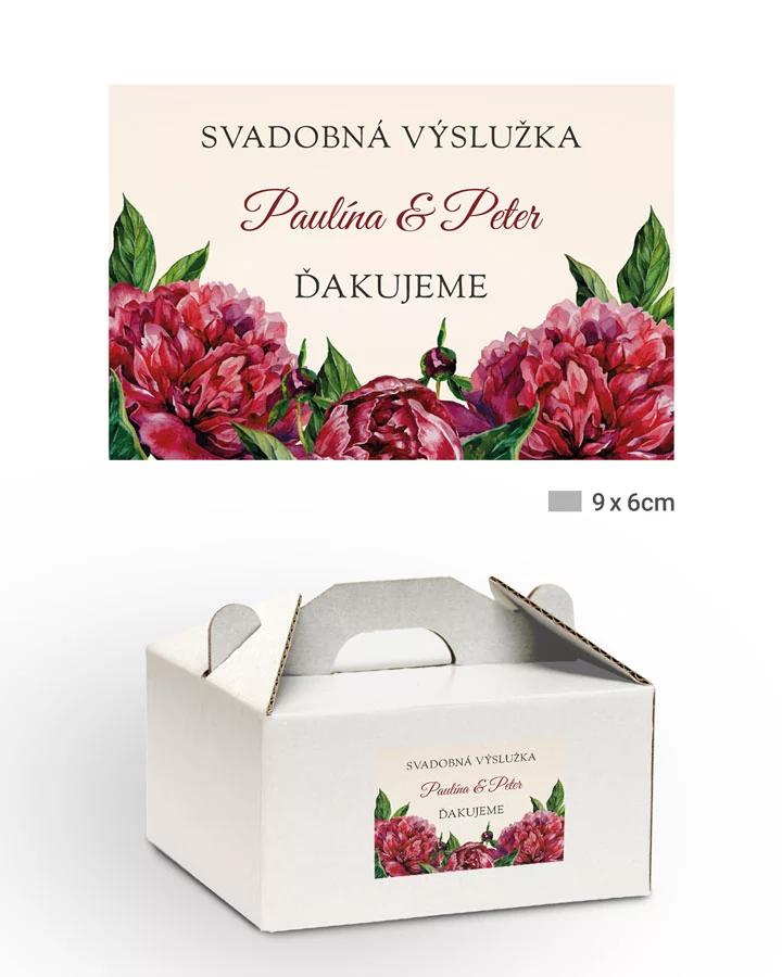 Nálepky na výslužky s motívom pivoniek 1/3