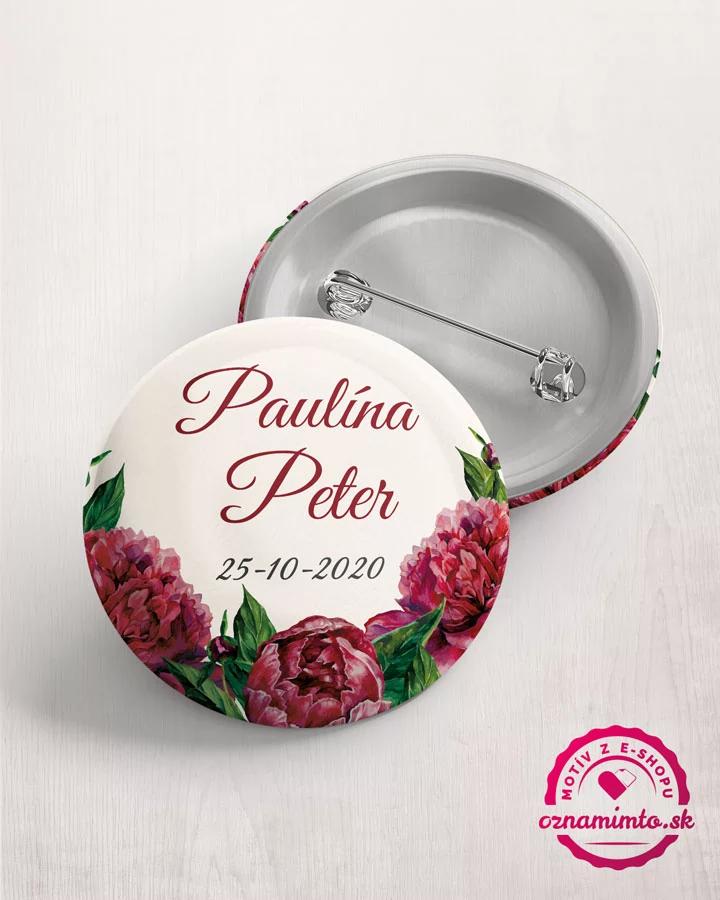 Svadobné magnetky / odznaky - Pivonky 1/2