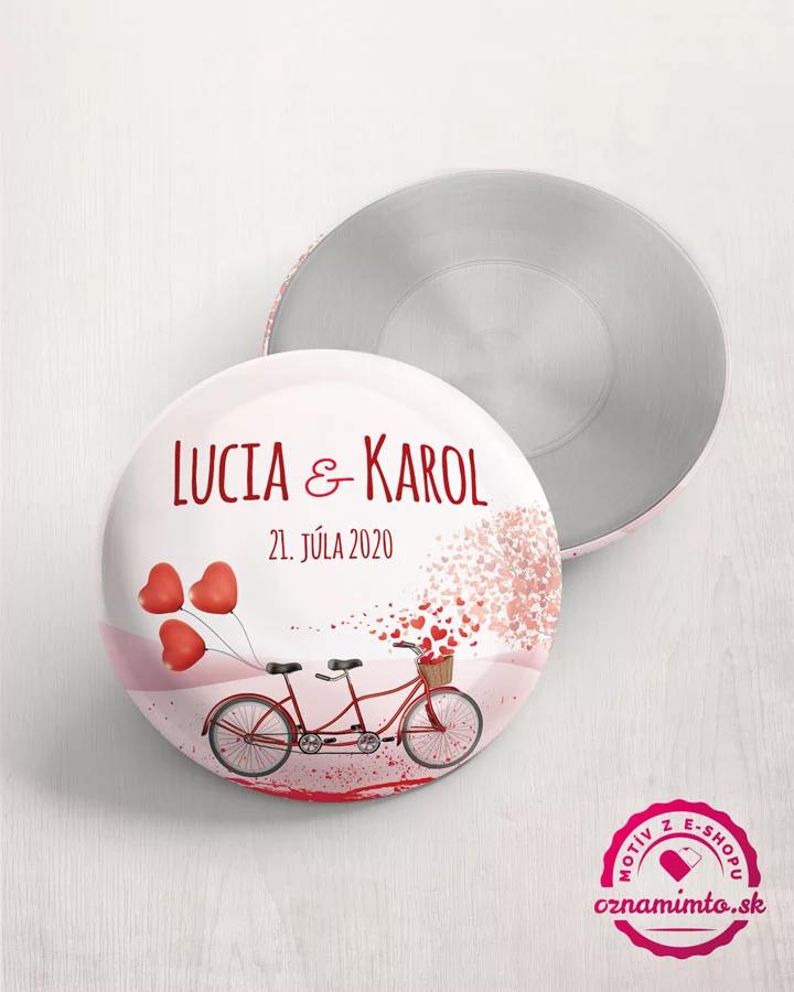 Svadobné magnetky / odznaky - Svadobný bicykel 1/2