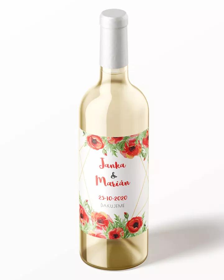 Svadobné etikety na víno / pálenku s motívom poľné maky 1/3