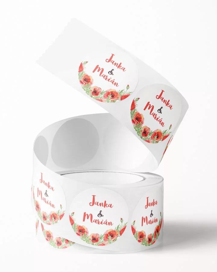 Mini nálepky na obálky / darčeky s motívom poľné maky 1/2