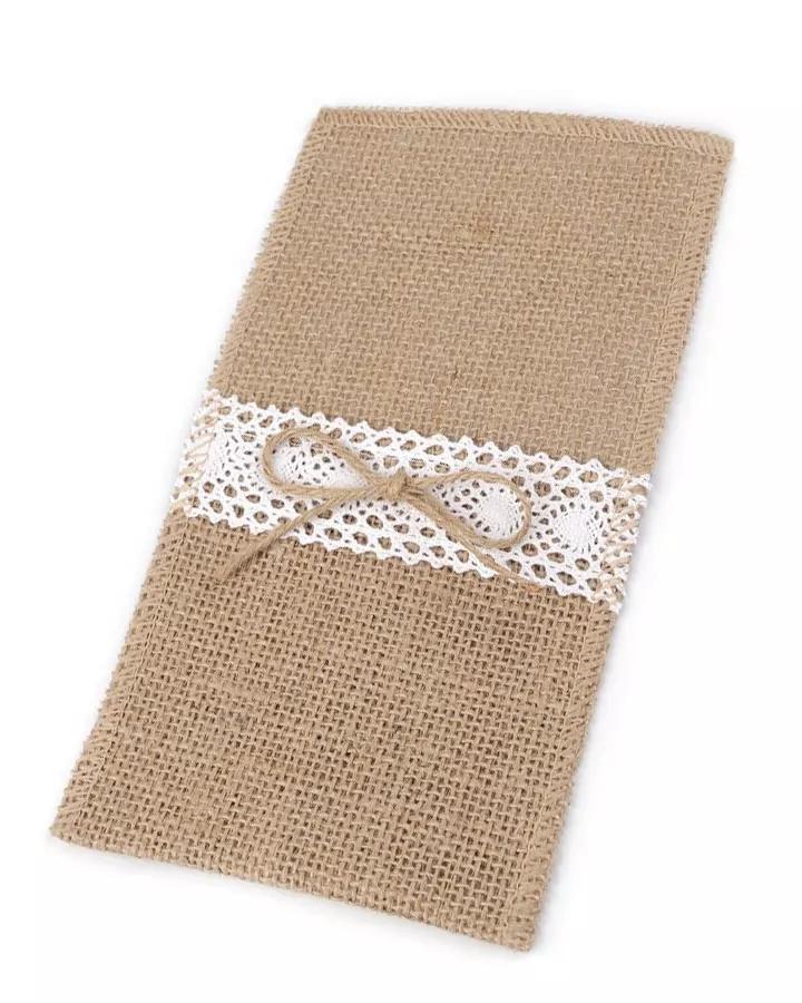 Jutové vrecko na príbor - vzor 2 1/2