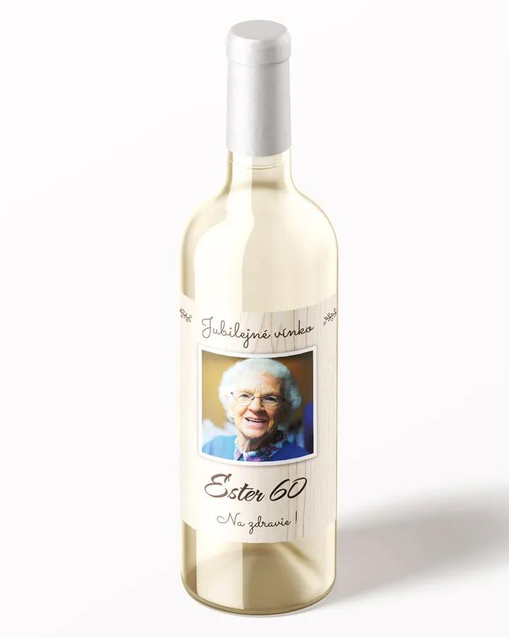 Etikety na víno / pálenku motív Svetlé drevo s fotkou 1/3