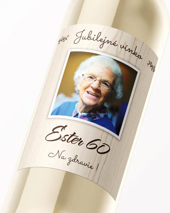 Etikety na víno / pálenku motív Svetlé drevo s fotkou 2/3