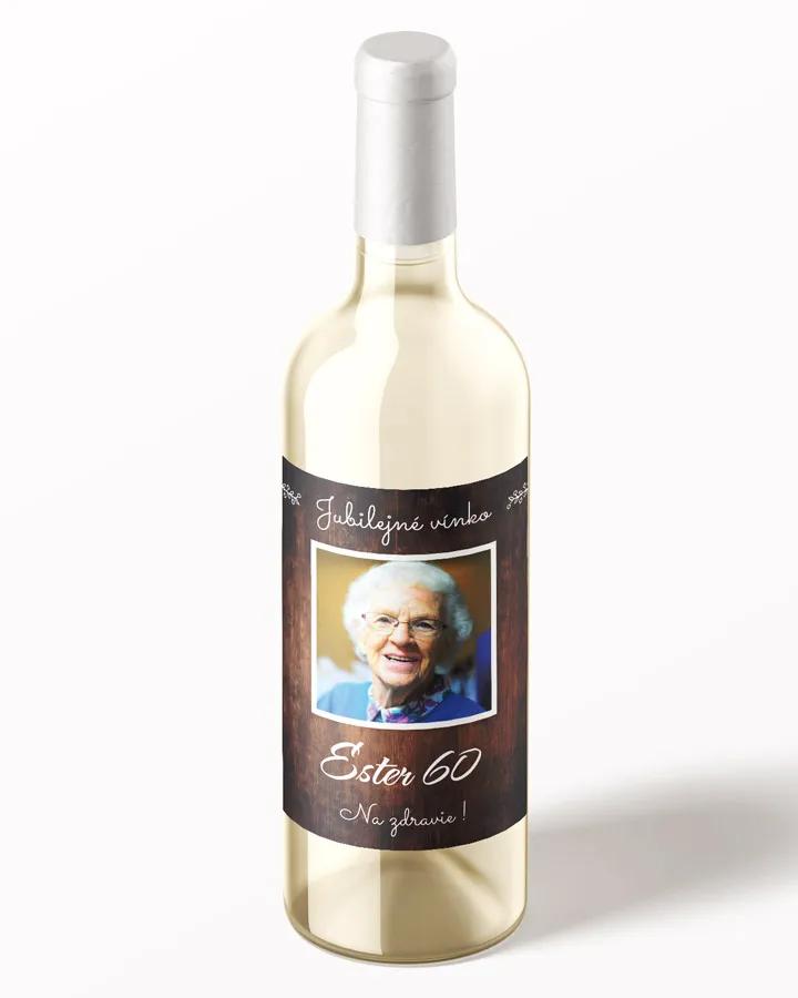 Etikety na víno / pálenku motív s fotkou Tmavé drevo 1/3