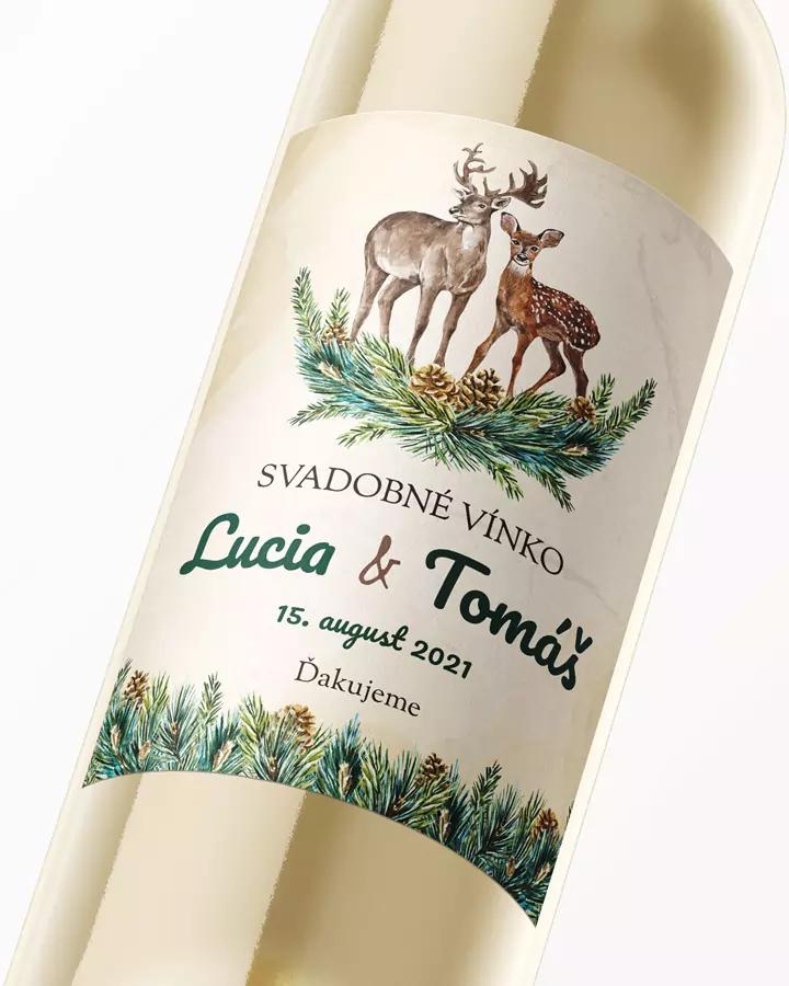 Svadobné etikety na víno / pálenku Lesnícky / poľovnícky motív 2/3