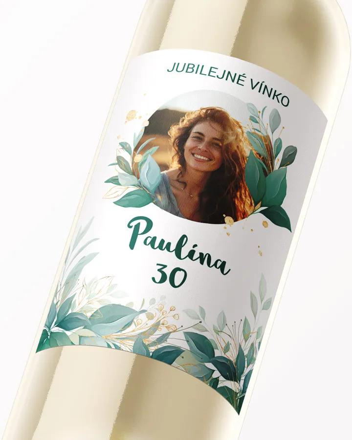 Etikety na víno / pálenku motív s fotkou Greenery 02 2/3