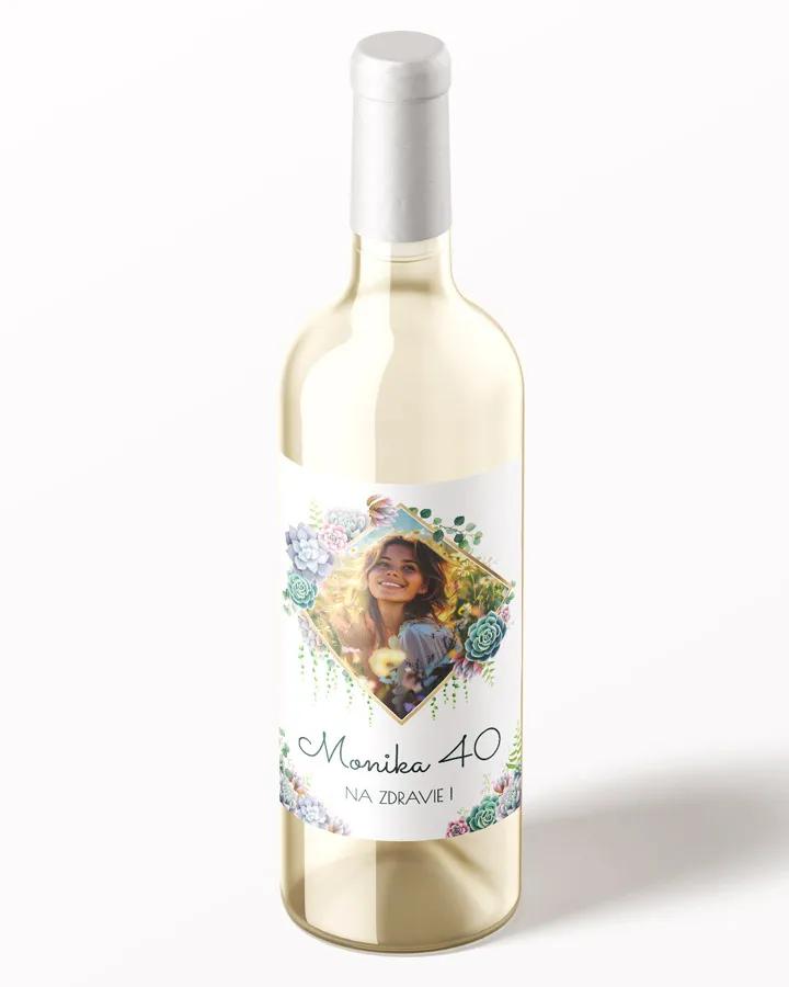 Etikety na víno / pálenku motív s fotkou Sukulenty 1/3