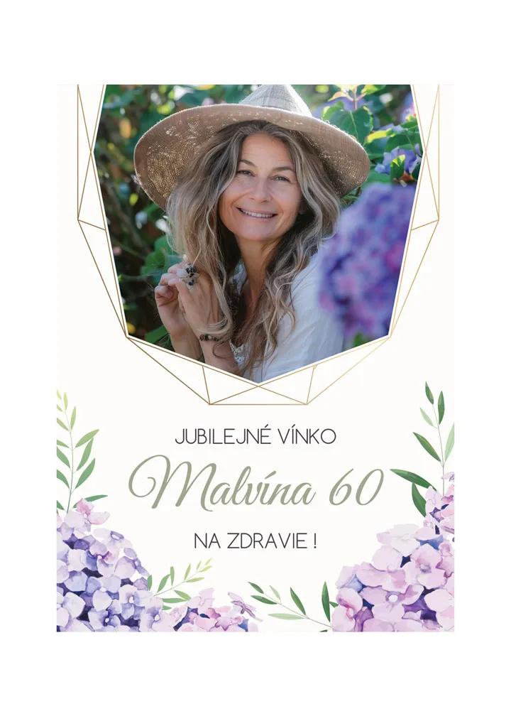 Etikety na víno / pálenku motív s fotkou Hortenzie 2/3