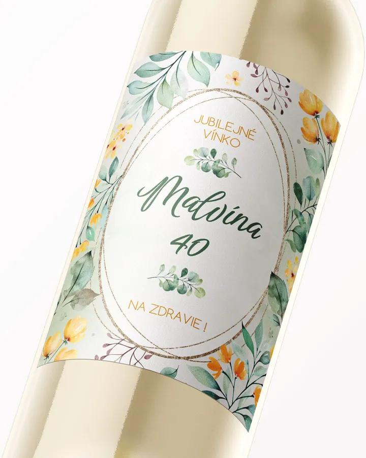 Etikety na víno / pálenku motív Žlté kvietky 2/3