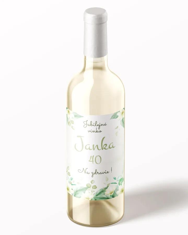 Etikety na víno / pálenku motív Biele kvietky 1/3