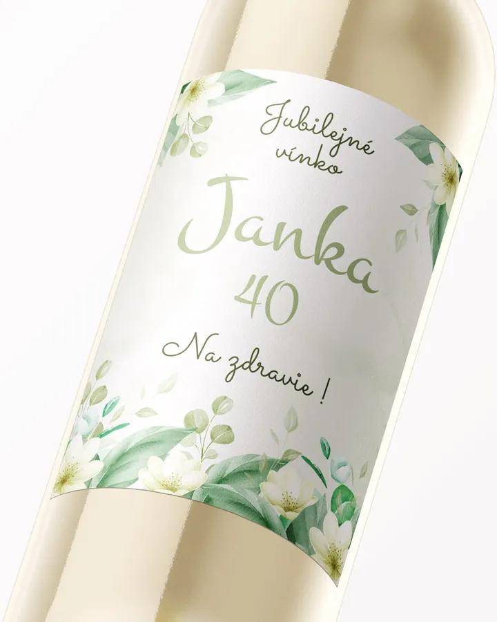 Etikety na víno / pálenku motív Biele kvietky 2/3