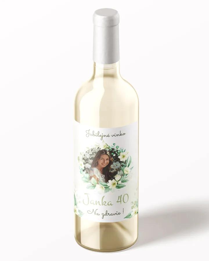 Etikety na víno / pálenku motív s fotkou Biele kvietky 1/3