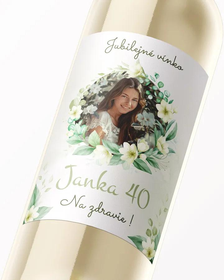 Etikety na víno / pálenku motív s fotkou Biele kvietky 2/3