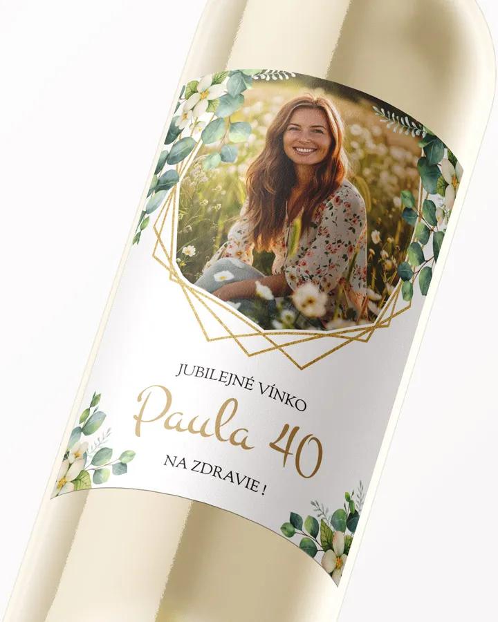 Etikety na víno / pálenku motív s fotkou Greenery 03 2/3