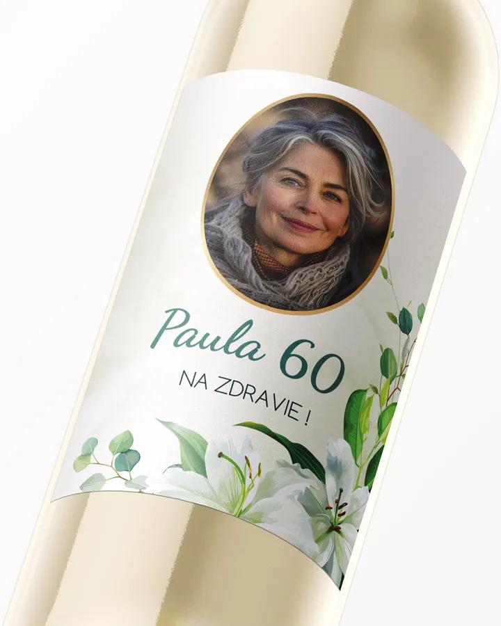 Etikety na víno / pálenku motív s fotkou Biele ľalie 2/3