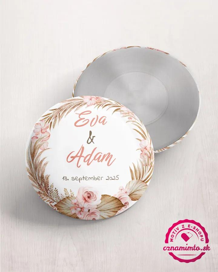 Svadobné magnetky / odznaky - Sušené kvety 01 1/2