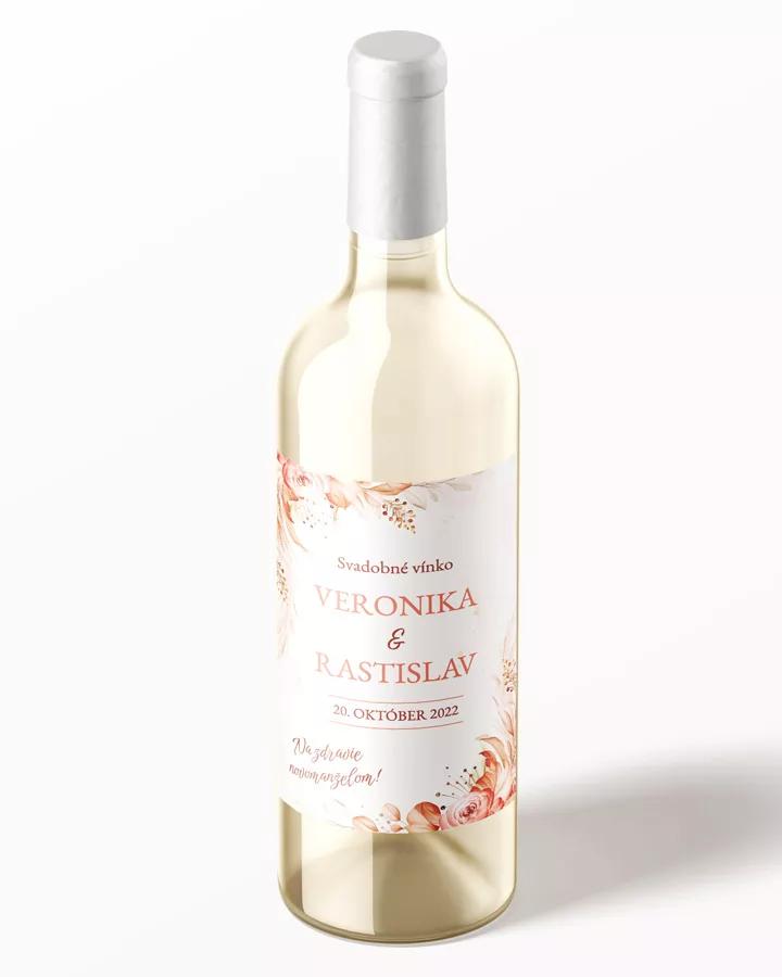 Svadobné etikety na víno / pálenku Sušené kvety 02 1/3