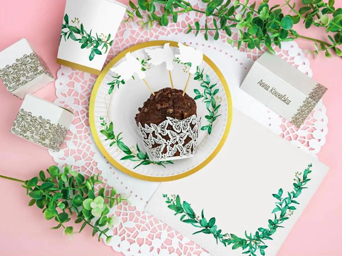 Papierové servítky so zeleným greenery motívom 2/3