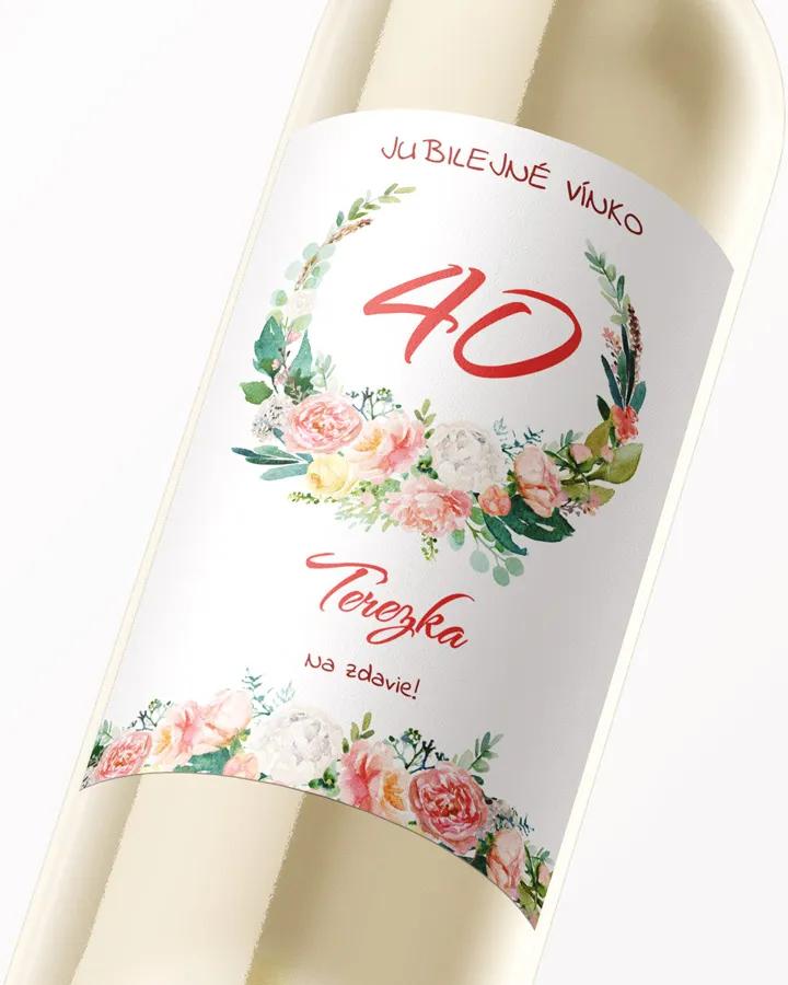 Etikety na víno / pálenku motív Veniec kvetov 1/3