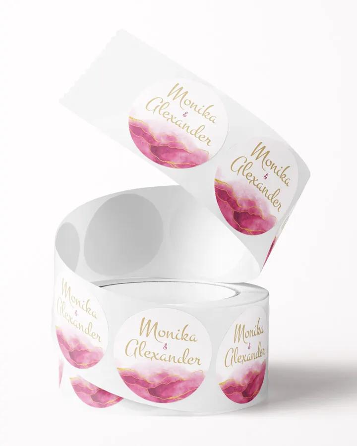 Mini nálepky na obálky / darčeky Abstrakt 04 ružová 1/2