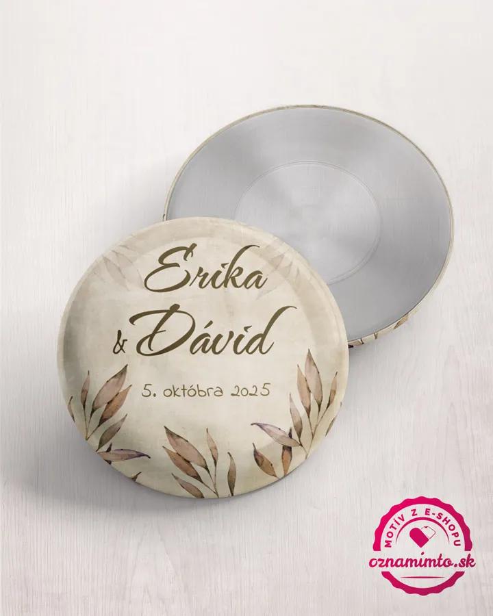 Svadobné magnetky / odznaky - Vintage listy 1/2