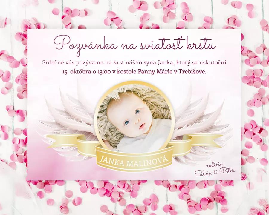 Pozvánka na krst, prvé sväté prijímanie 07 ružová 2/3
