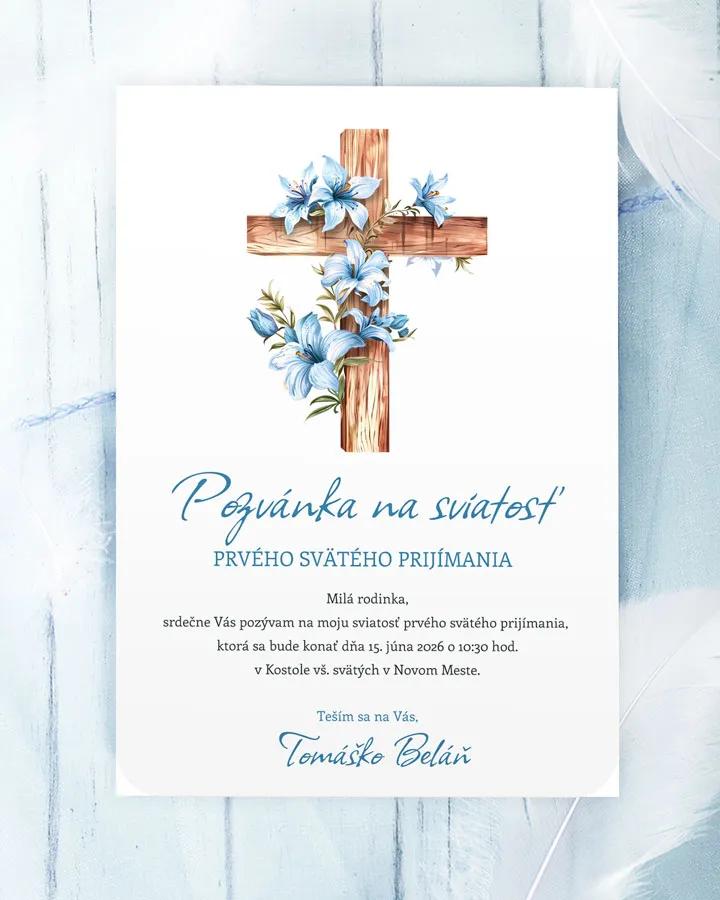 Pozvánka na krst, prvé sväté prijímanie 30 modrá