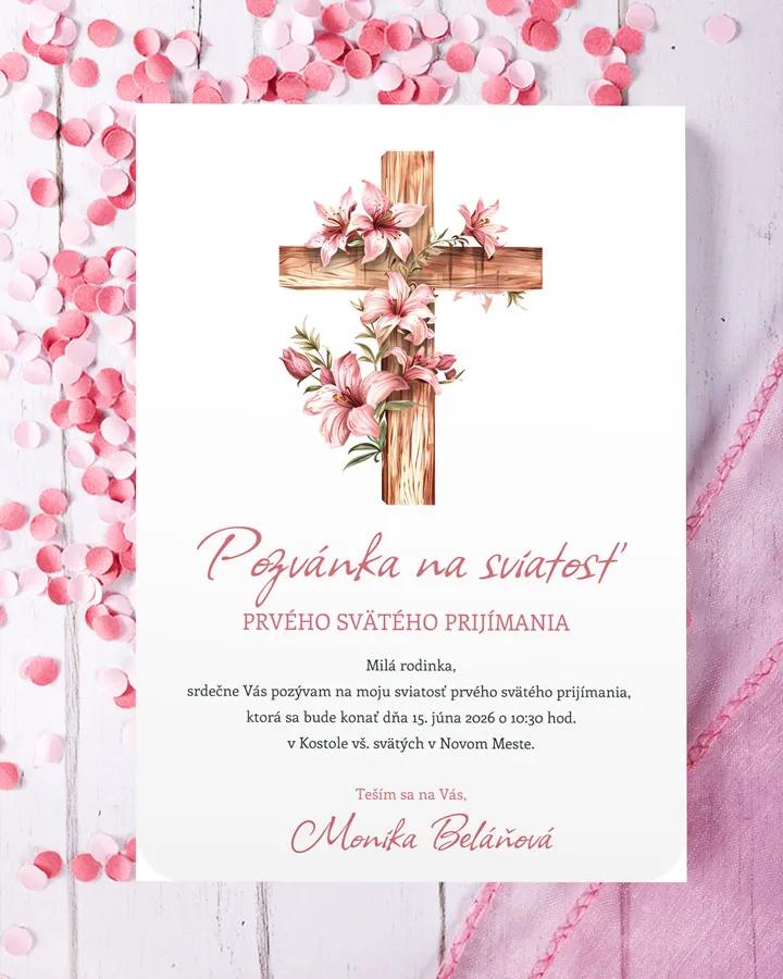Pozvánka na krst, prvé sväté prijímanie 30 ružová