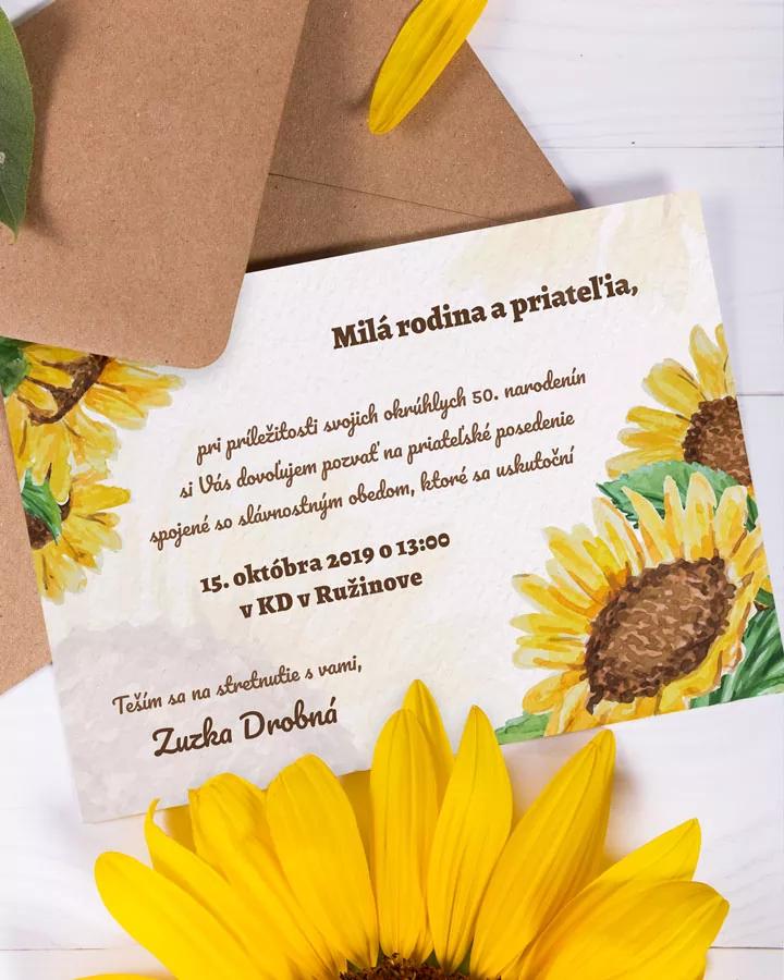 Pozvánka na narodeniny - Slnečnica 1/2