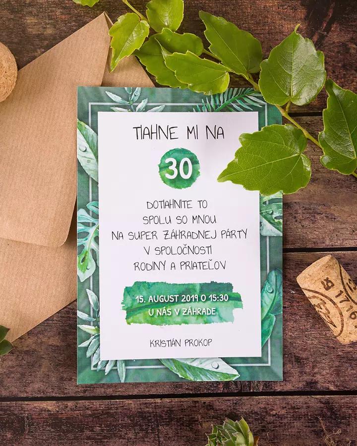 Pozvánka na narodeniny v prírodnom Greenery štýle 7/8