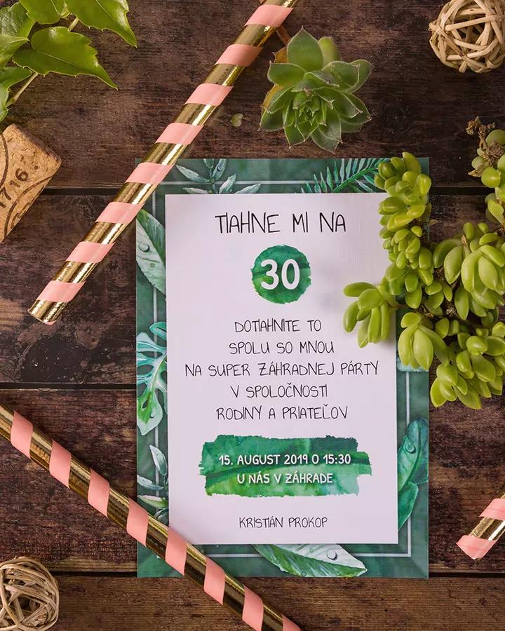 Pozvánka na narodeniny v prírodnom Greenery štýle 6/8