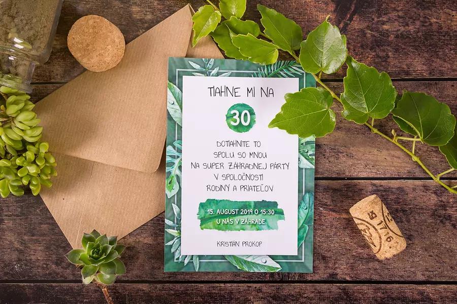Pozvánka na narodeniny v prírodnom Greenery štýle 3/8