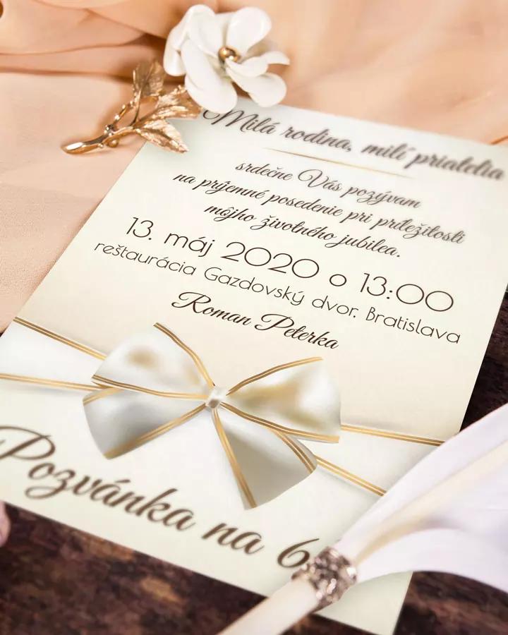 Pozvánka na narodeniny Luxusný motív s mašľou 3/4