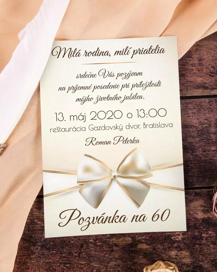 Pozvánka na narodeniny Luxusný motív s mašľou 1/4