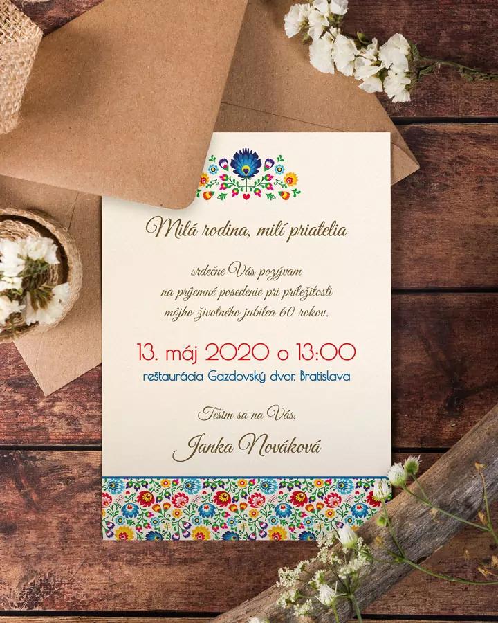 Pozvánka na narodeniny s ľudovým motívom II 2/3