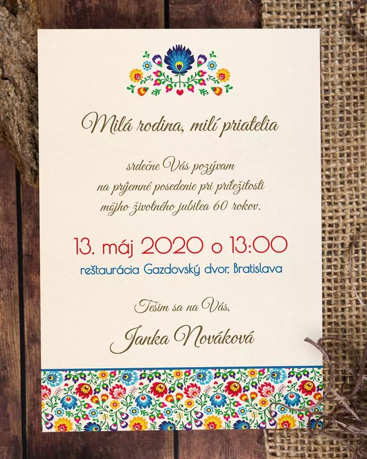 Pozvánka na narodeniny s ľudovým motívom II 1/3